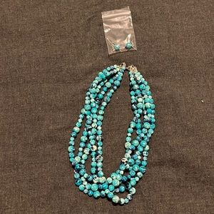 Brand New, Handmade Turquoise Necklace & Matching Earrings